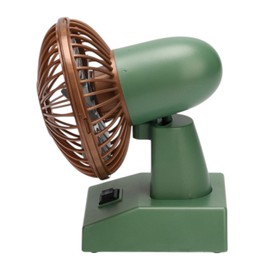 Sourcingbay 4 Inch Retro Desk Fan - USB/Battery Powered, 2-Speed Continuous Oscillation, Mini Cooling Fan for Home Office Bedroom | Green/Brown Vintage Design, Gift Ready