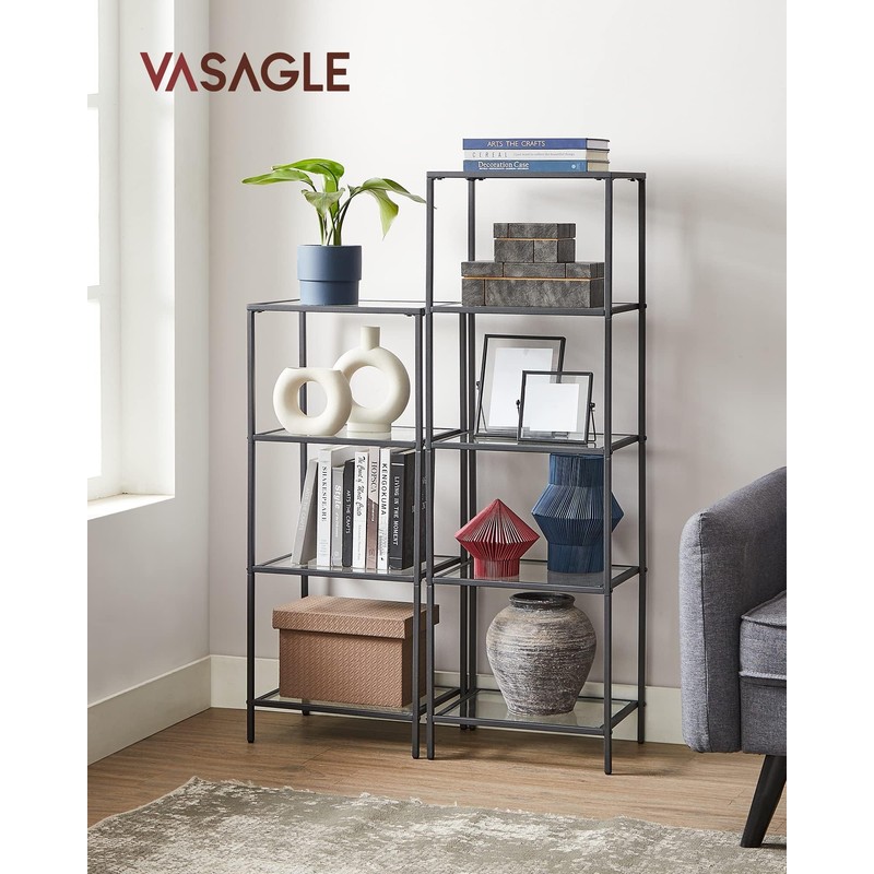 VASAGLE Bookcase, 5-Tier Bookshelf, Slim Shelving Unit for Bedroom, Bathroom,