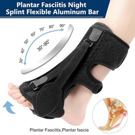 Ysyaxsyt Plantar Fasciitis Relief Night Splint with Adjustable Straps, Suitable for Foot Drop, Achilles Tendonitis Easy to Use