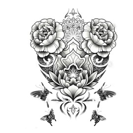 Back Tattoos for Women Floral Adults Temporary Neck Long Lasting Realistic Fake Mandala Body flowers Sticker (Temporary Tattoos Sticker 29)