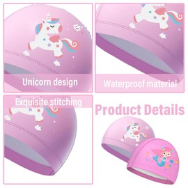 Tomedeks 2 PCS Kids swimming cap, Swimming cap kids 6-14, Girls Fabric swimming-cap kids