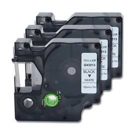 Doree 3 Pack Compatible Label Tape 45013 S0720530 12 mm x 7 m Black on White for DYMO LabelManager 160、210D、220P、280、350D、360D、400、450、DYMO LabelPoint 100、150、 200、250、30 0