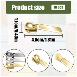 TEAONE #5 Zipper Puller Sliders, 18 PCS Zipper Pulls Replacement for Clothes, Wallets, Shoes, Luggage, Sewing Projects (3 Colors)
