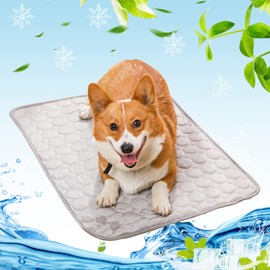 Bocguy Dog Cooling Mat, 100 x 70 cm, Cooling Blanket Dog, Cooling Mat Cat, Self-Cooling Dog Mat, Cooling Mat for Pets for Home, On the Go or in the Car, Light Grey