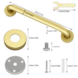 sunzone 2PCS Barra de Seguridad para Baño,30cm Pasamano Acero Inoxidable,Barras De Seguridad Apoyo Pasamano,Seguridad para Baño para Discapacitados,Barra de Agarre para Bañera o Ducha