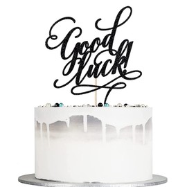 1 Pack Handmade Glitter Good LuckCake Topper - Graduation, Retirement, Going Away, Relocation, Office Work, Farewell Party Decorations (Golden)