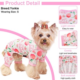 Yikeyo Dog Pajamas XL, Cotton Stretchable Pet Dog Pajamas Jammies Puppy Outfits for Double Extra Dogs Female Male, Spring Summer Doggie Pjs Doggy Pajamas for 2XL Dogs (Peach Pink, 2XL)