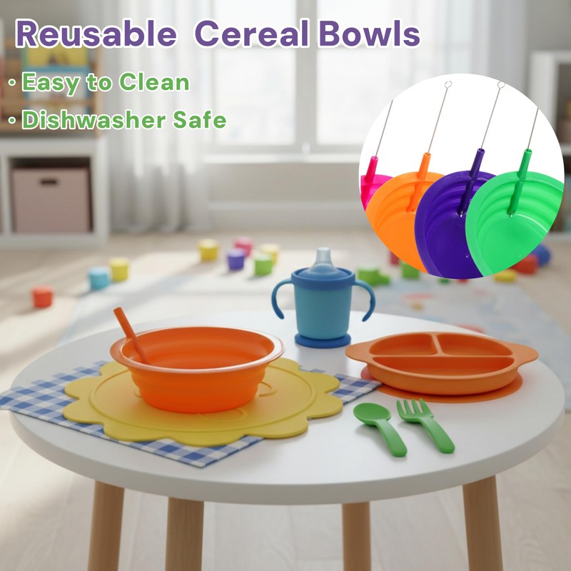 Mezchi 16 Pack Cereal Bowls with Straws, 22 Oz Breakfast
