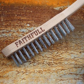 Faithfull Heavy-Duty Scratch Brush – 2 Row, FSC Beech Wood Handle - for Removing Rust, Scale, Paintwork, Grouting