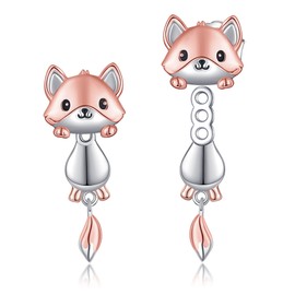 925 Sterling Silver Women's Cute fox Earrings Hypoallergenic fox Earrings Teenage Girl Animal Earrings fox Jewelry Ladies Gift