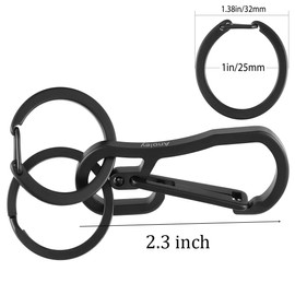 Alsmiley Carabiner Clip Retractable Ring Set Titanium Keychain Quick Release Hooks for Men Women Silver