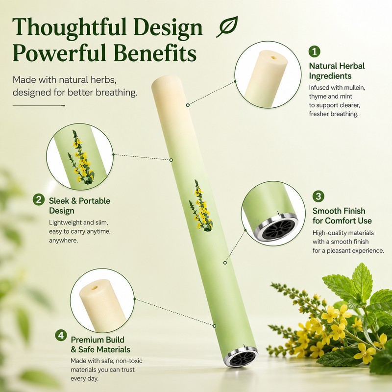 Lung Cleansing, Mullein Herbal Diffuser Pen, Non Electric Herbal Purifier,