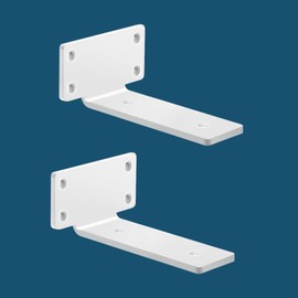 MLOQI Pack of 2 Shelf Brackets, Shelf Brackets, Heavy Duty Metal Shelf Brackets, Heavy Duty Angle Wall Brackets, 0.5 cm Thick Shelf Brackets, Load Capacity 50 kg (White, 20 cm)