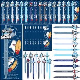 Sayglossy 25 Set End of Year Gifts Bulk Cute Animal Thank You Pens with Funny Bookmarks for Vet Tech Student Rewards Graduation Party Favors Teacher Gifts Veterinary Employee Appreciation (Shark)