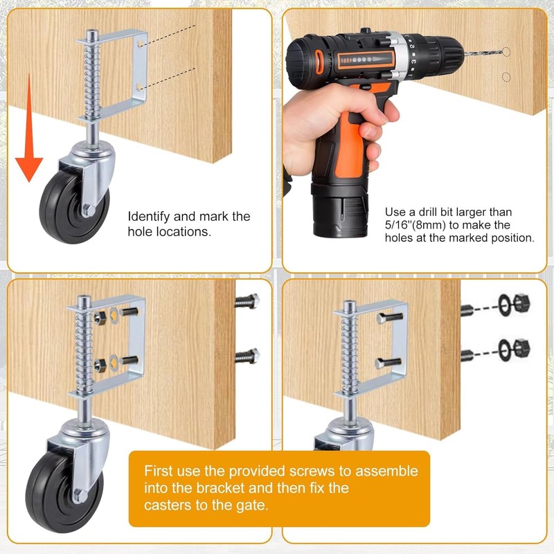 Telituny Heavy Duty Gate Roller 100 mm, Spring Compensation for
