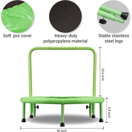 36inch Mini Trampoline for Kids with Foam Handle, Toddler Trampoline, Suitable for Indoor and Outdoor, Max Load 250 LBS