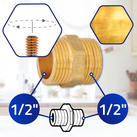 Double Nipple 1/2 Inch Brass with External Thread for Gas Hose MONTERAL