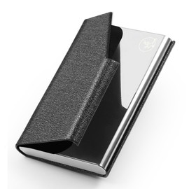 VEAGIA Business Card Holder, Luxury Business Card Case, Stainless Steel Card Case, Won't Break Business Cards, Large Capacity, 5 Colors, Unisex, premium black