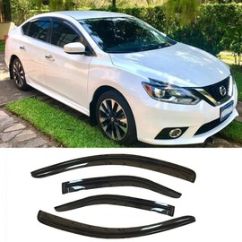Deebior 94248 Side Window Visor Wind Vent Deflector,4pcs Outside Mount Style Nice Sun Rain Guards Set fit for 2013-2019 Nissan Sentra window shade