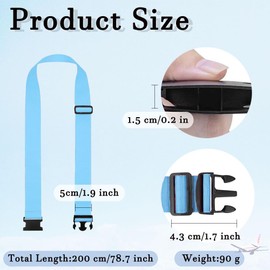 2 Pcs Luggage Straps Travel Thickened Luggage Accessories Adjustable Packing Suitcase Heavy Duty Belts with Buckle Closure Baggage for Travel Trip Outdoor Eventments(Light Blue)
