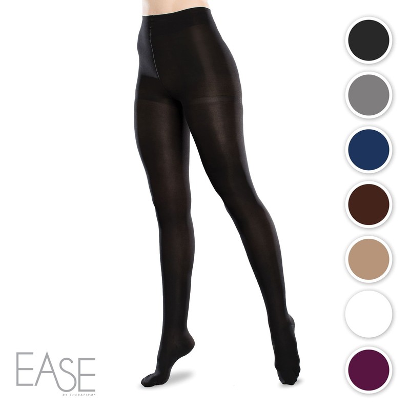 Ease Microfiber 20-30mmHg Moderate Compression Support Tights (Black, Large Long)