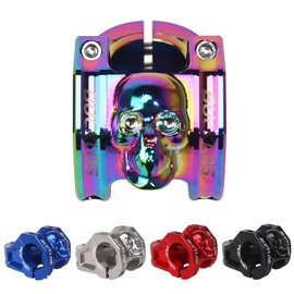 BUCKLOS Skull 31.8mm MTB Stem 35mm Mountain Bike Handlebars Short Stems, 1 1/8 Ultra-Light Hollow CNC Aluminum Alloy Riser Bicycle Stem for AM, XC, BMX, E-Bike, Downhill, Trail, Folding Bike