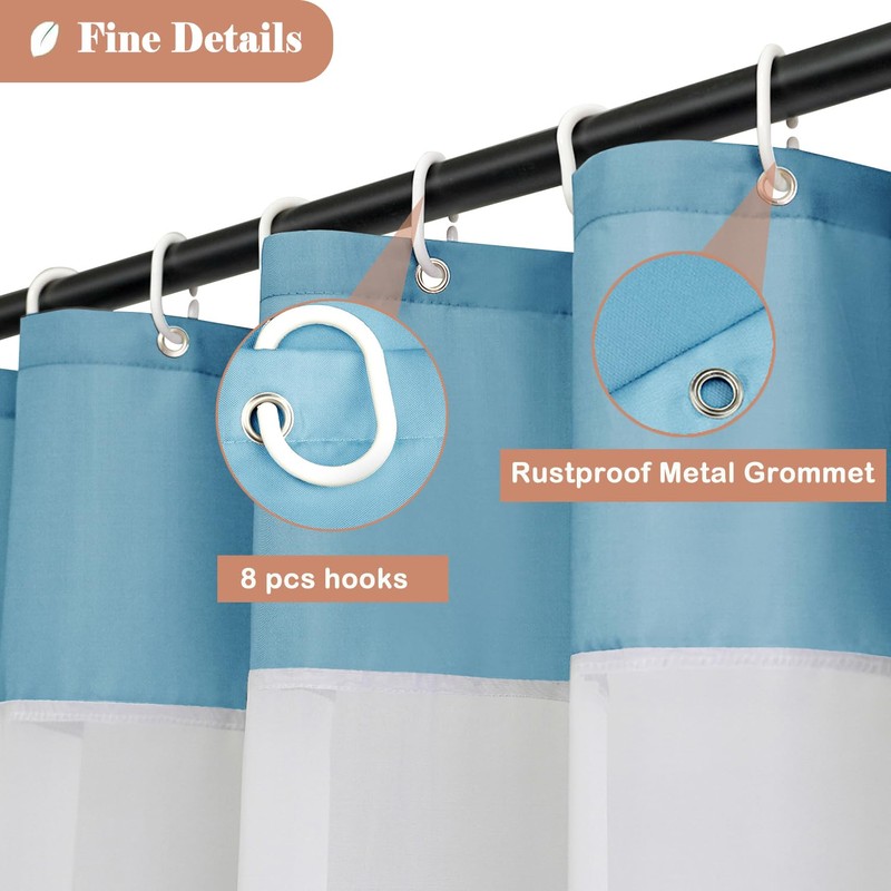 UFRIDAY Small Shower Curtain 48 x 72 inches,Light Blue Fabric