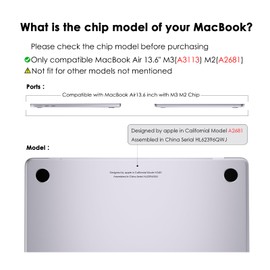 eleger Non-Rigid Case Compatible with MacBook Air 13 inch M3 A3113 M2 A2681, 2022 2024 Release, Anti-cracking Shell Cover for MacBook Air 13.6", Matte Clear