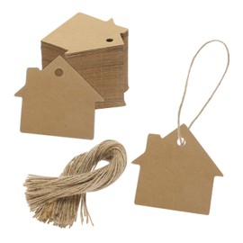 MECCANIXITY 100Pcs Kraft Paper Gift Tags with String,2.3x2.2 Inch Wood Pulp Paper Labels Brown Gift Bags Tag for Price Tags,Christmas Gifts, DIY Crafts, Wedding, Party Favors
