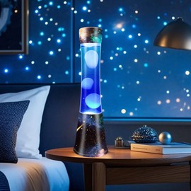 BAOYIKU Night Lights for Adults, 16inches Bedroom Motion Lamp with Blue Liquid White Wax Cool Novelty Light Home Office Decoration Lighting Holiday Present