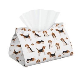 Tissue Case, Beagle, Dog, Cute, Dog Pattern, Tissue Box, Stylish, Pu Leather, Rectangle, Bathroom Storage, Car Tissue Case