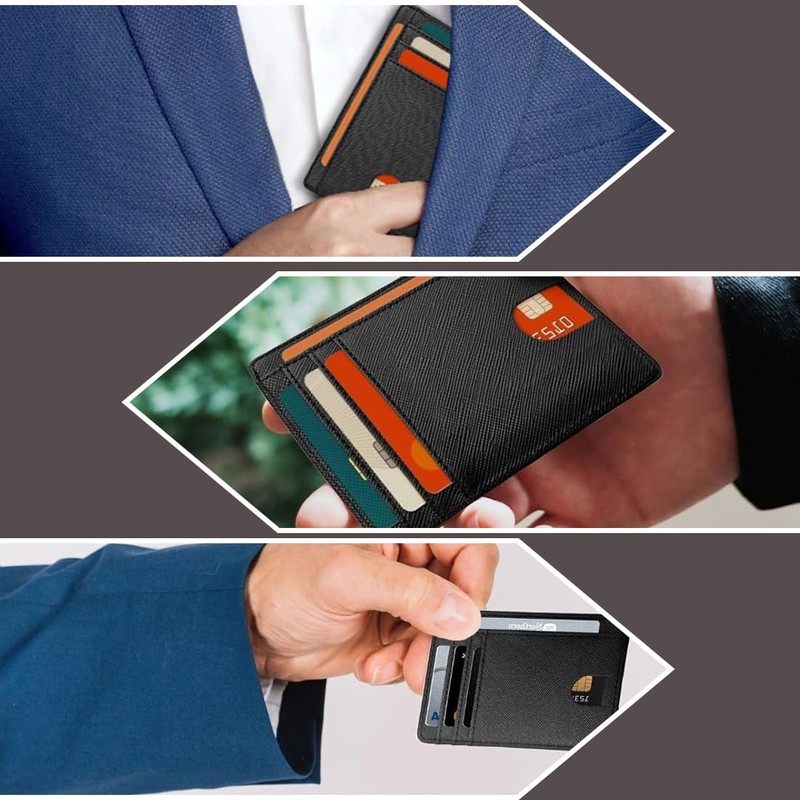 COYUN Mini Portemonnaie Herren, Kreditkartenetui,Kleines Kartenetui, PU Leder Schlankes Kartenetui,