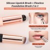 2 Pieces Reusable Dual Ended Silicone Lip Brush with Cap,