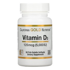Vitamina D3 125 Mcg (5000 Ui) California Gold Nutrition 90pz Sabor Sin Sabor