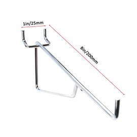 NORJIN 8 Pcs 8 Inch Metal Pegboard Hooks, Pegboard Shelf Brackets Hooks Fit 1/4, 3/16, 1/8 Pegboard, Heavy Duty Pegboard Accessories for Workbench, Kitchen, Garage, Retail Shop, Office