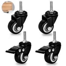 Nizirioo 4 pieces quiet furniture castors: heavy duty castors 2 with brakes and 2 without brakes, M8 transport castors for transport castors / castors for equipment, swivel castors for furniture,