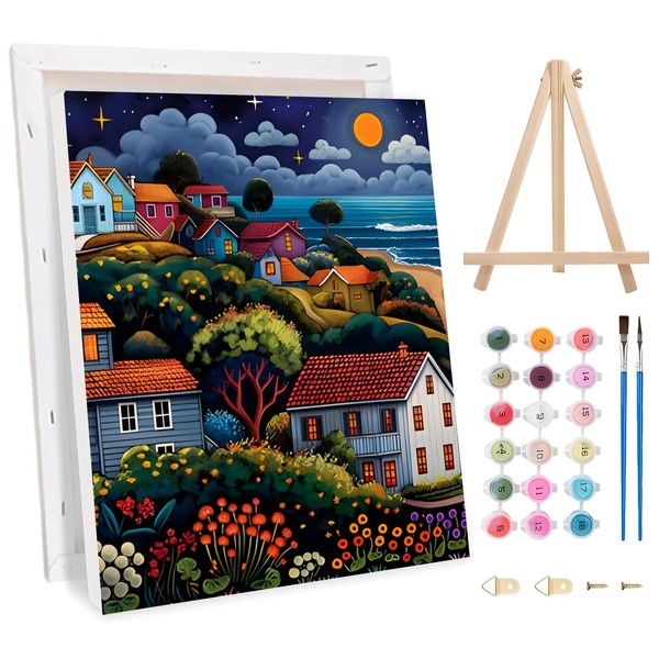 Jawecci Landscape Framed Painting by Numbers Kits for Adults, House