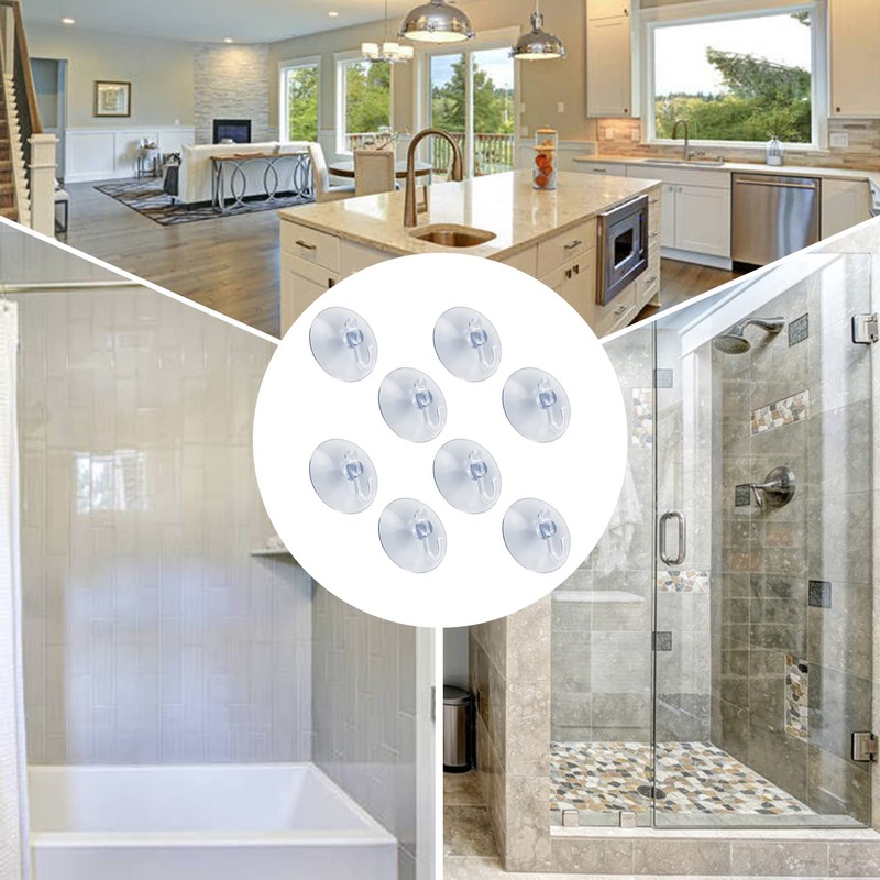 8 Pcs Suction Hooks, Clear Towel Hooks Window Suckers with