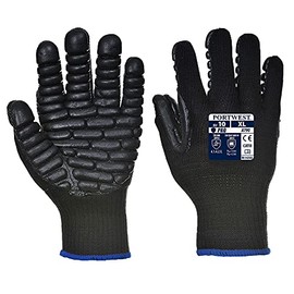 Portwest Anti-Vibration Glove, XX-Large, Black