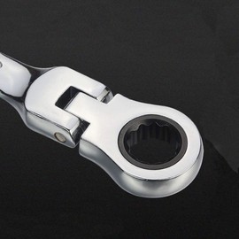 Vokenforu 17mm Ratchet Spanner,2 PCS Ratcheting Combination Wrench, Flex-Head Hardened Chrome Vanadium Steel Open End Spanner Metric