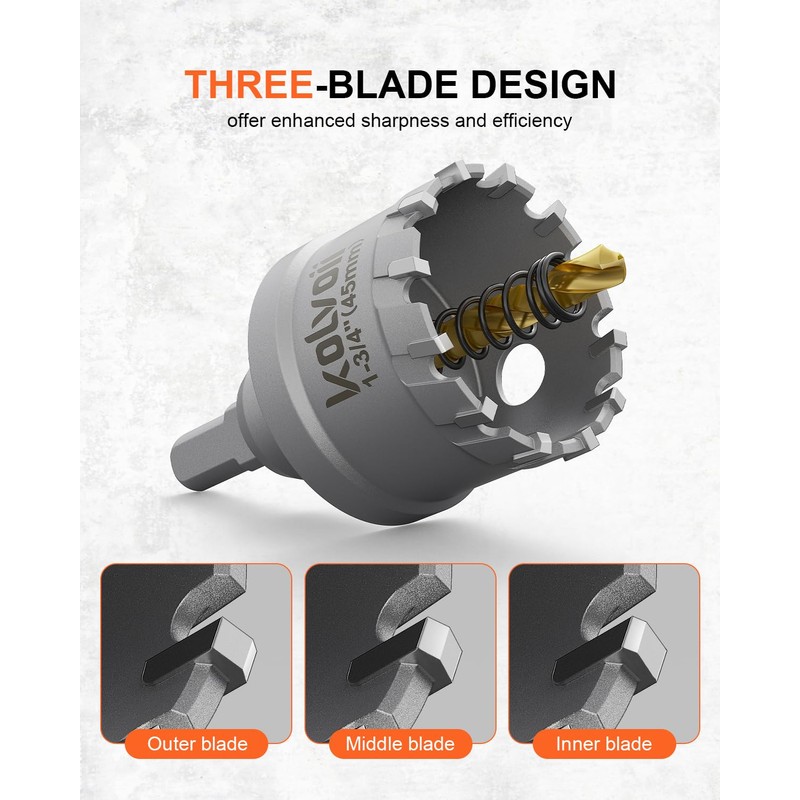 Kolvoii 14 PCS TCT Hole Saw Kit for Hard Metal,
