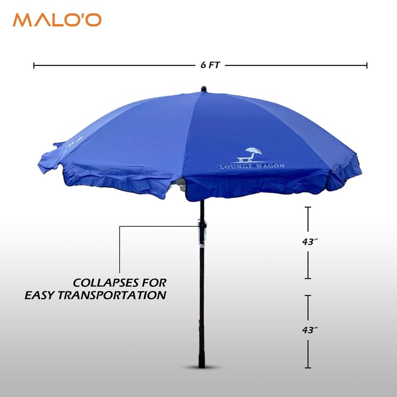 Malo'o 6' Round Umbrella for the Lounge Wagon (grey)