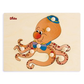 Dida - Steckpuzzle - Krake. Greifpuzzle Für Kleinkinder Mit Bequemen Holzknöpfen. Ideal Für Die Kinderkrippe, Die Vorschule Und Den Kindergarten