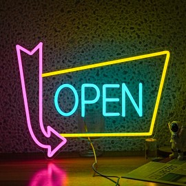 JLEWUINH Open Neon Sign Business Wall Decor Neon Light LED Open Sign Neon Light for Shop Bar Hotel Restaurant Window Light Up Sign Dimmable USB