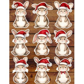 Unbranded Christmas Rabbit Die Cut Vinyl Stickers Set Scrapbooking Laptop Waterbottle