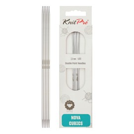 KnitPro Nova Cubics Double Pointed Needles – 12.5cm x 2mm Double Ended Knitting Pins, Set of 5, Silver
