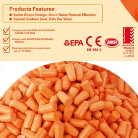 SAFEBUILDER SNR 38dB Ear Plugs Dispenser with 500pcs Foam Earplugs Soft Disposable Ear Protection for Workers Hearing Protection NRR 32dB (500pcs Ear Plugs Only(No Dispenser))