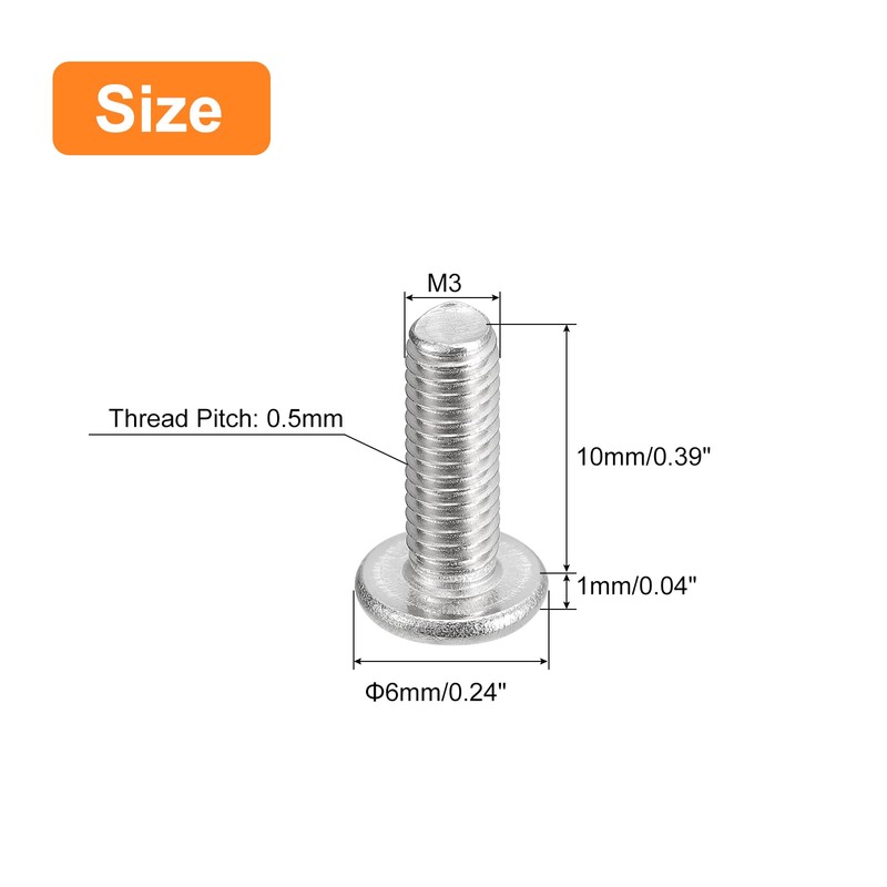 sourcing map M3-0.5 x 10mm 20Pcs Flat Round Head Screws