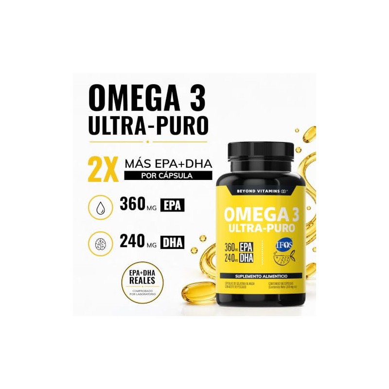 Omega 3 Premium 1000mg Certificado IFOS | Beyond Vitamins -