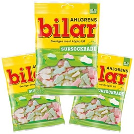3 Bags x 100g of Ahlgrens Bilar Sour - Swedish Candy - Cars Marshmallow - Sursockrade - Sour Candy
